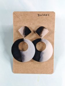 Black and White Resin Earrings BW005