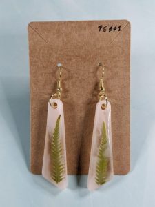 resin earrings with ferns PE001
